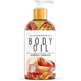 PrideandBeauty After Shower Oil. Skin Hydrating Oil. Body Oil Scented. Body Oils For Women Dry Skin. (Vanilla Buttercream) (4 OUNCES, AMBER VANILLA BLOSSOM)