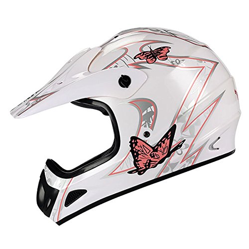 WOW Adult Motocross BMX MX ATV Dirt Bike Helmet Butterfly Pink White