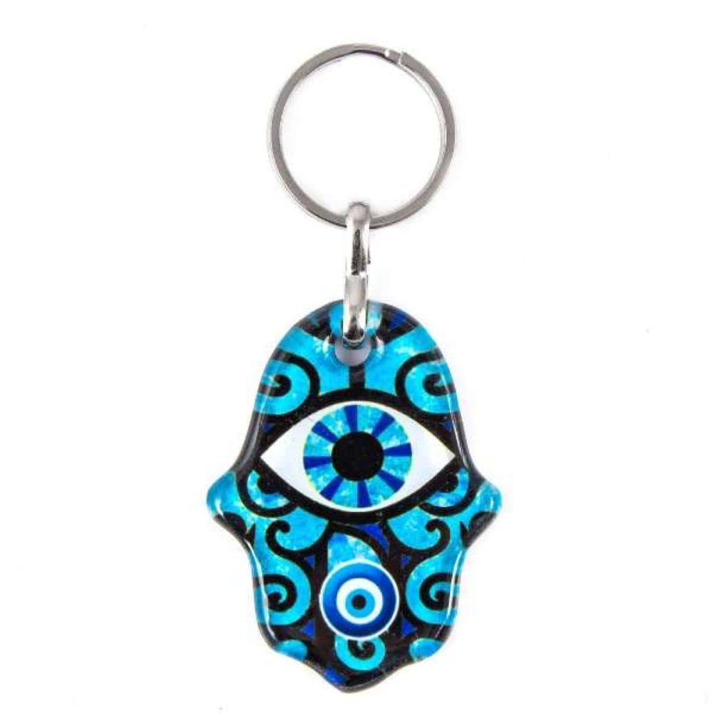Jeannieparnell 499B - Hamsa Hand, Hand of Fatima & Lucky Evil Eye Keyring Bag Hanger Protection and Good Luck