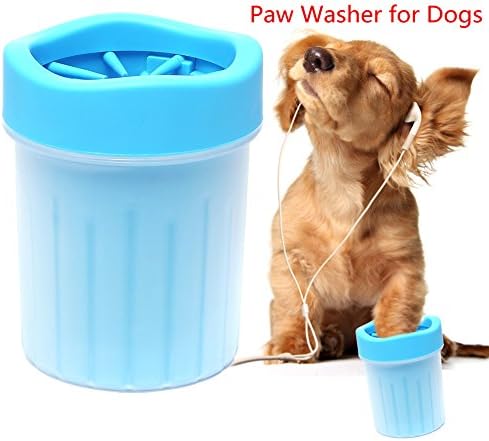 FULNEW Portable Dog Paw Cleaner Pet Feet Washer Pet Cleaning Brush Cup for Dogs Cat Grooming (Small, Blue)