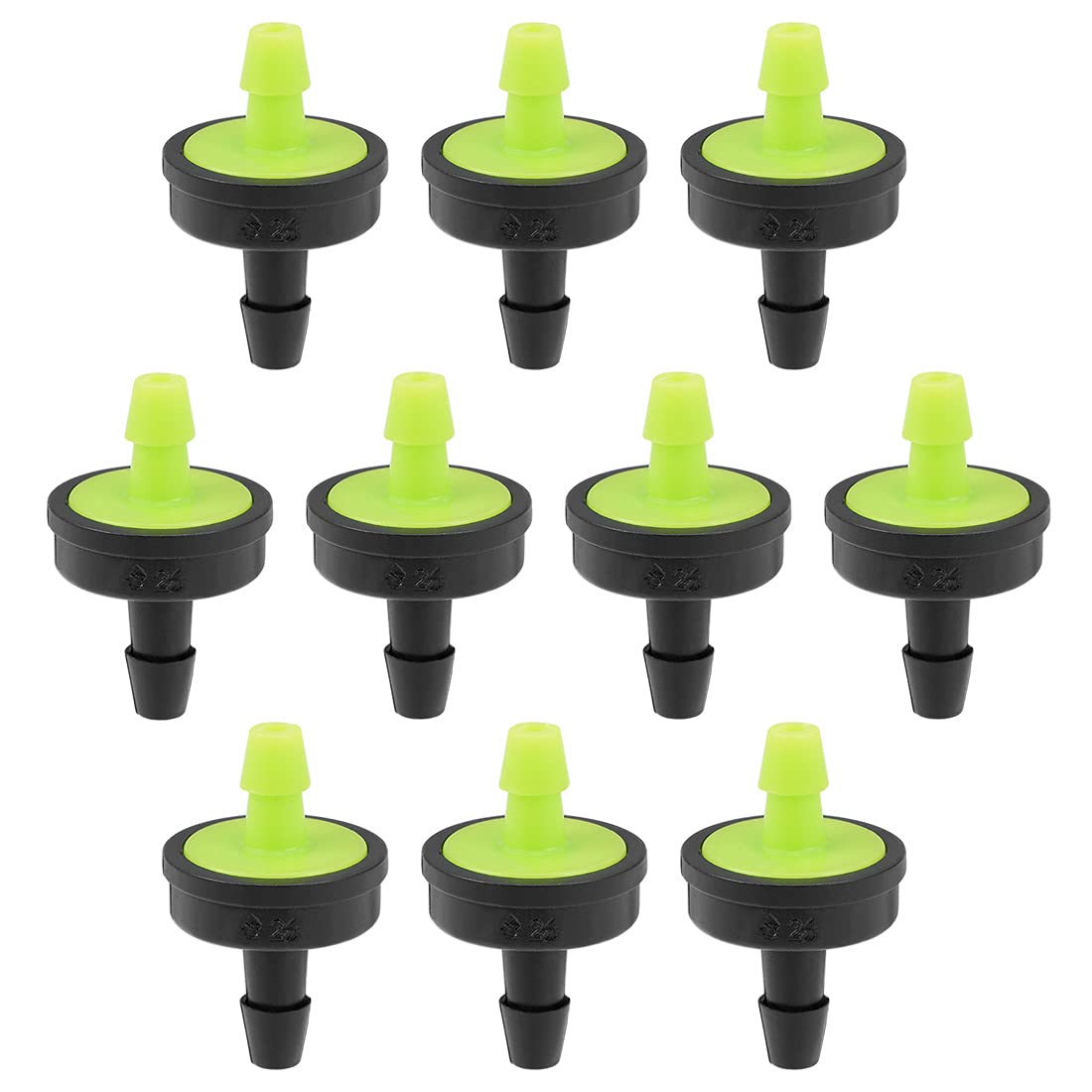 sourcing map Pressure Compensating Dripper 30L/H Emitter for Garden Lawn Drip Irrigation with Barbed Hose Connector Plastic Green 15pcs