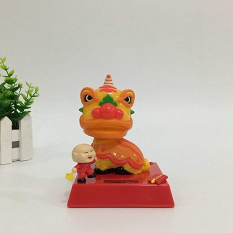 AKDSteel Lion Dance Solar Powered Dancing Doll Shaking Head Doll Ornament 10 * 10 * 12cm Lion Dance B -for auto