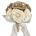 Faylapa Wedding Bridal Bouquet Crystal Pearl Lace White Bridal Bridesmaid Rustic Hand Flowers for Wedding, Engagement, Marriages Valentine's Day
