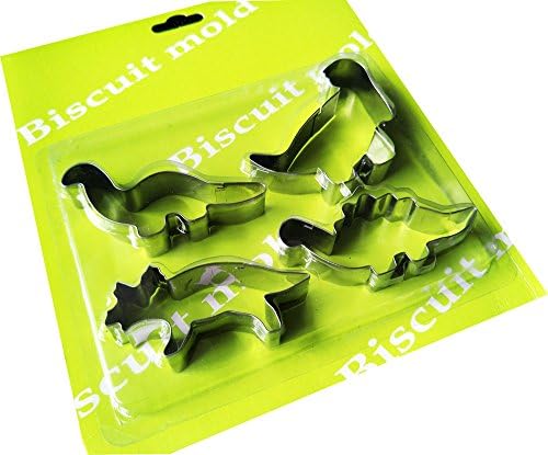Dinosaur Shaped Cookie Cutter Stainless Steel Biscuit Mold for Kids Cake Chocolate Baking Tools set of 4
