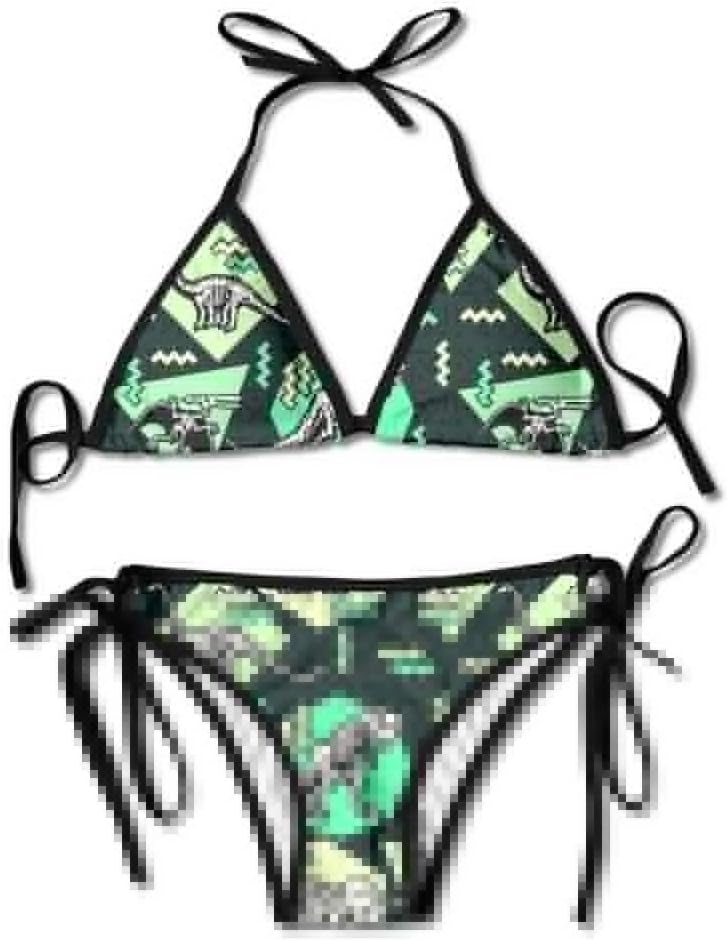 Womens Bikini Neon Skeleton Dinosaur Chic Bathing Suits