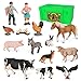 Volnau Farm Animal Toys Figurines 14PCS Barn Figures for Toddlers Kids Preschool Educational Cow Sheep Cock Hen Dog Pig Sets Christmas Decoration Gift