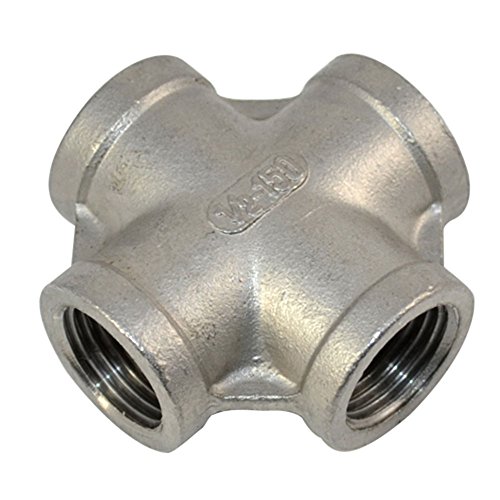 SuperWhole 1/2" Thread 4 Way Female Cross Coupling Connector SS 304 Pipe Fitting NPT NEW - Thumbnail 4