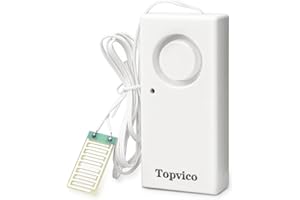 Topvico Water Sensor Alarm for Home, Sump Pump, Basements, RV Water Heater Leak Detector, Overflow Moisture Flood Sensor, 120dB Work Alone Battery Operated, 1 Pack
