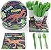 144-Piece Dinosaur Party Supplies, Disposable Dinnerware Set (Serves 24)