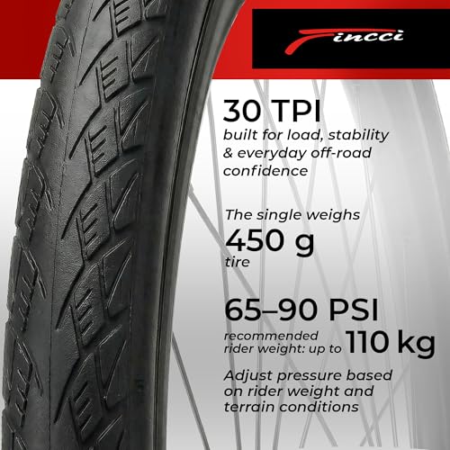 Fincci Bicycle Tyre 700 x 32c – Pair of 28 Inch Tyres, 32-622 with Puncture Protection Puncture Protection 1 mm for Road Bike, Mountain Bike, Electric Bicycle, Tour – Pack of 2 Roam