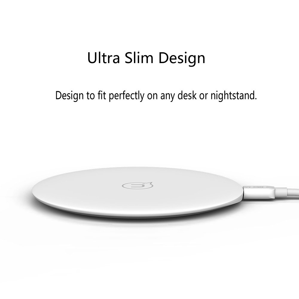 Wireless Charger, CoolMi Qi Wireless Fast Charging Pad for Apple iPhone X iPhone 8 iPhone 8 Plus, Samsung Galaxy Note 8 S8 S8 Plus S7 Edge S7 S6 Edge Plus(Compatible with All Qi Enabled Phones)-White