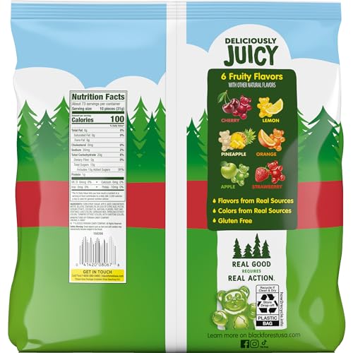 BLACK FOREST GUMMY BEARS CANDY, MADE WITH REAL FRUIT JUICE, RESEALABLE 5-POUND BULK BAG