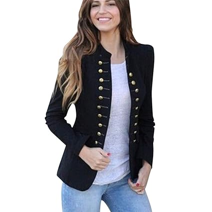 iHENGH Damen Frühling Herbst Bequem Mantel Lässig Mode Jacke Frauen Winter Warm Vintage Mantel Jacke Mantel Outwear Uniform B