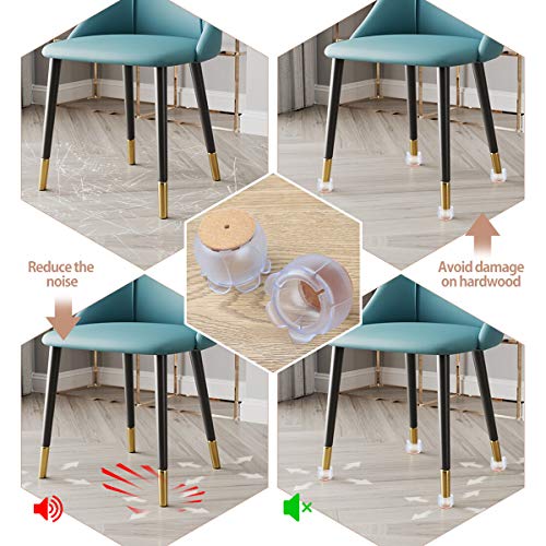 32pcs Furniture Silicon Protection Cover, Transparent Chair Leg Caps Floor Protectors with Felt Pads, Anti-Slip Lotus Mouth Table Feet Covers Protection Bottom Cover Prevents Scratches and Noise