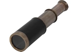 HANDCRAFTED TRADING CO. 6" Hanheld Nautical Antique Brass Telescope Leather Mounted - Pirate Navigation & Gifts