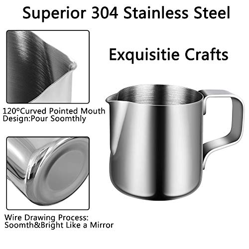 BESLIME Barista Aufschäumkännchen Espressokännchen 150ml Milchkanne aus Edelstahl, Milk Pitcher, Milch Aufschäumkännchen für Cappuccino und Latté – Bild 5