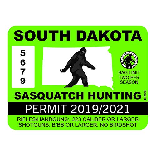 RDW South Dakota Sasquatch Hunting Permit Color Sticker Decal Die