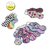 10 Pieces Neoprene Chapstick Holder Keychain Lipstick Holder Keychains Chapstick Key Chain Holder, 10 Different Vibrant Prints Lip Blam Keychain