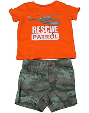 Baby-Month 2-Pc Shorts & T-Shirt Rescue Patrol Set Camo & Orange