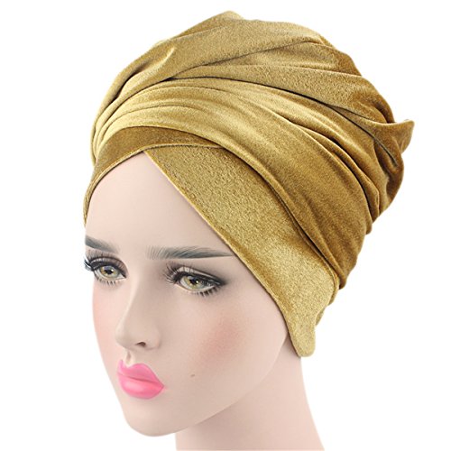 Qhome Luxury Pleated Velvet Turban Hijab Head Wrap Extra Long Tube Indian Headwrap Scarf Tie
