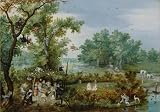 Perfect Effect Canvas ,the High Quality Art Decorative Prints On Canvas Of Oil Painting 'A Merry Company In An Arbor,1615 Adriaen Van De Venne', 18x26 Inch / 46x65 Cm Is Best For Hallway Decor And Home Gallery Art And Gifts