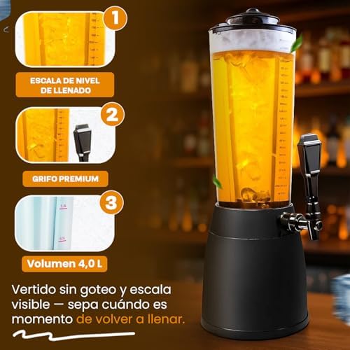 ® Dispensador de Cerveza 4 L con Grifo y Enfriador
