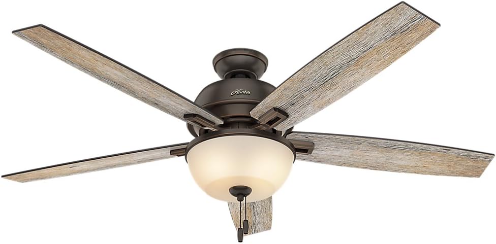 Hunter Indoor Ceiling Fan with LED Light and pull chain control - Donegan 60 inch, Onyx Bengal, 54170