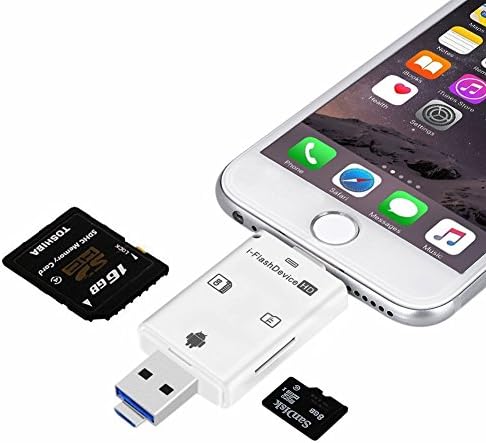 Micro SD Card Reader OTG USB Lightning Adapter External Storage for iPhone iPad Android and Camera