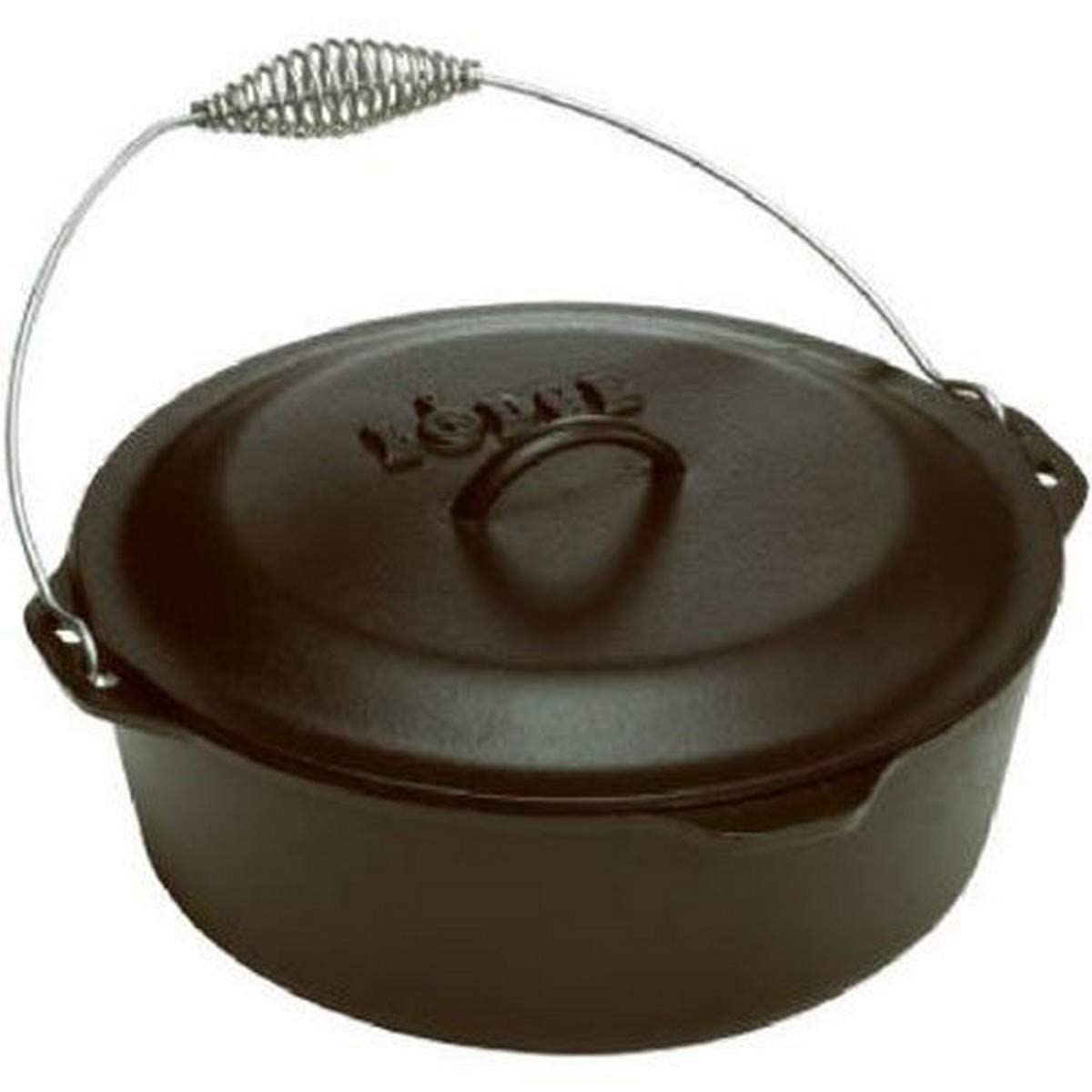 Lodge 6.62 litre / 7 quart Pre-Seasoned Cast Iron Dutch Oven/Casserole Dish (with Spiral Bail Handle)