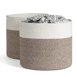 Goodpick 2pack Large Woven Blanket Storage Baskets