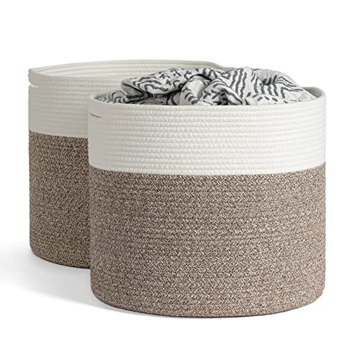 Goodpick 2pack Large Woven Blanket Storage Baskets