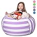 Wekapo Stuffed Animal Storage Bean Bag Chair Cover for Kids | Stuffable Zipper Beanbag for Organizing Children Plush Toys Large Premium Cotton Canvas (Purple, X-Large)