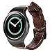 Valkit for Gear S2 Bands, Genuine Leather Replacement Smart Watch Band with Stainless Steel Connector Adapter, Large Small Soft Bracelet Sport Wristband Strap for Samsung Gear S2 SM-R720/R730 -Coffee