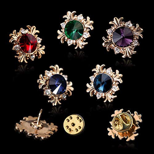 Joyci 10-Pack Vintage Brooch Shirt Suit Lapel Pin Vest Safety Pushpin Buckle Decorate Button Metal Tie Tacks Pin Back Clutch (Baroque Gem) - Thumbnail 2