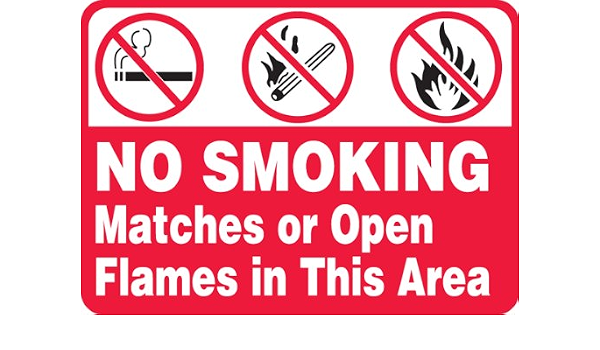Accuform Signs Msmg505Va Aluminum Safety Sign, Legend "No Smoking Matches Or Open Flames In This Area" With Graphics, 10" Length X 14" Width X 0.040" Thickness, White On Red (846642043131)