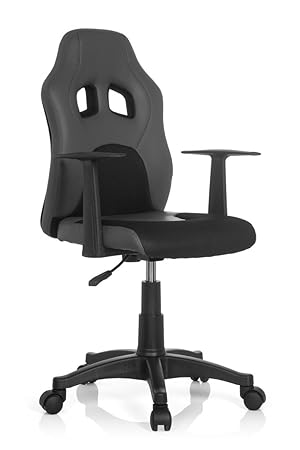 hjh OFFICE TEEN RACER AL Kinderstuhl, Farbe Polyester, Vorderseite in schwarz, Seitenteile Sitzfläche und Rückenlehne: 100% P