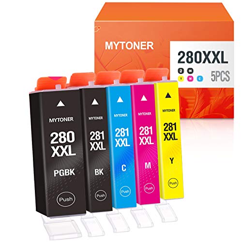 MYTONER Compatible Ink Cartridge Replacement for Canon PGI-280XXL CLI-281XXL PGI 280 XXL CLI 281 XXL for PIXMA TR7520 TR8520 TS6120 TS6220 TS6320 TS8120 TS8220 TS9120 TS9520 TS9521C TS8320 TS702 (5Pk)