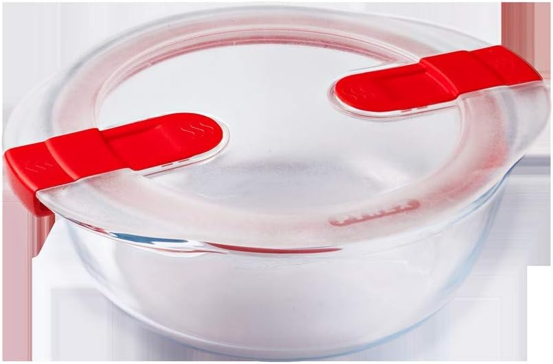 Pyrex Cook & Heat - Set of 3 identical round tins - 1L - Borosilicate glass - LunchBox - Airtight lid - Made in France - Image 3