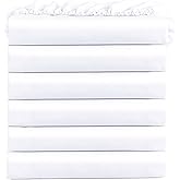FreshCulture Twin Fitted Sheets, Bulk Pack of 6, Deep Pocket, Soft Microfiber Bottom Sheets for Home, Salons, Hotels, Twin Size Fitted Sheets Only (White)
