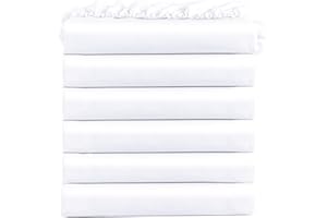 FreshCulture Twin Fitted Sheets, Bulk Pack of 6, Deep Pocket, Soft Microfiber Bottom Sheets for Home, Salons, Hotels, Twin Size Fitted Sheets Only (White)