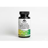 Oaks Nutrition Premium 15-in-1 Sea Moss Multivitamin with Black Seed Oil, Ashwagandha, Turmeric, Bladderwrack, Burdock, Elderberry, Vitamin C & D3, Manuka Honey & ACV – 60 Capsules