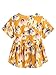 SheIn Women's Loose Ruffle Hem Peplum Short Sleeve Blouse Top One-Size Floral-Yellow