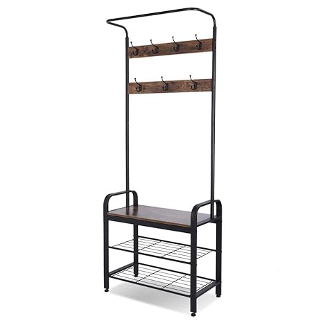 Perchero con banco zapatero | Percheros de pared, percheros de pie...