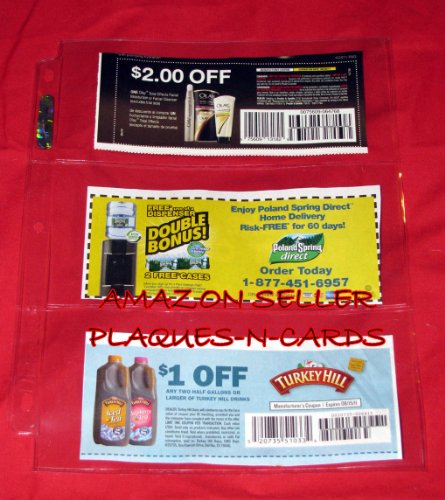 25 coupon sleeves pages for binders 3 pockets clear
