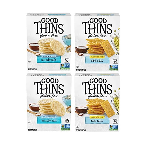 Good Thins Gluten Free Rice & Corn Crackers Variety Pack, 4 Boxes Toaskart