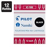 Pilot Namiki IC100 Fountain Pen Ink Cartridge, Black, 12 Cartridges per Pack (69100)