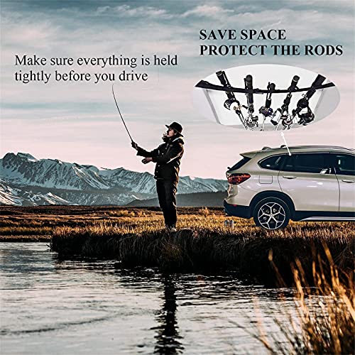 Vehicle Fishing Pole Holder,2 Strap Adjustable Nylon Car Fishing Rod