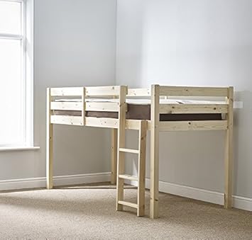 Children S Furniture Cabin Metal Loft Mid Sleeper Bed Frame With