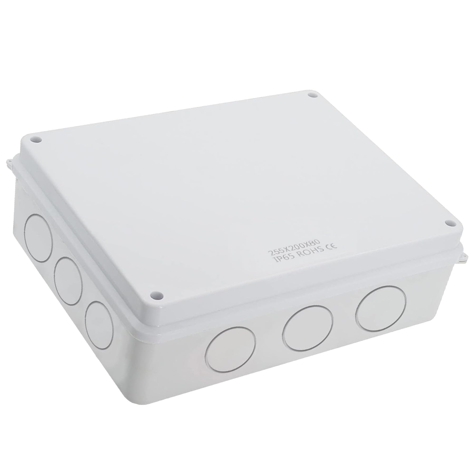 LEPEVNEY IP65 ABS Waterproof Junction Box - 255x200x80mm Dustproof Outdoor Project Box Cable Connection, White Protective Enclosure, 1 Pcs