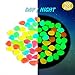 Ohuhu 100 PCS Colorful Glowing Garden Pebbles, Glow in The Dark Decorative Stones for Walkways & Decor, Solar Power Luminous Stones Glowing Rocks for Plants Pot, Fish Tank etc